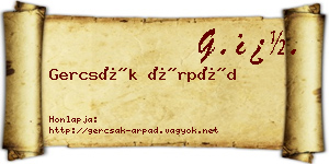 Gercsák Árpád névjegykártya